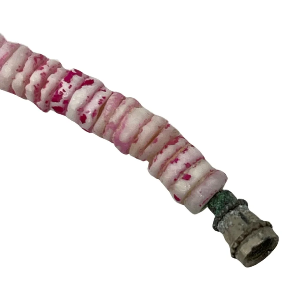 Vintage Fashion Jewelry Pink & White Puka Shell Necklace 16” Barrel Clasp